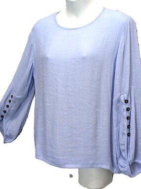 Gaya Silk and Cotton Gauze Shirt Top Blouse Baby Blue Sz Medium Breezy Balloon